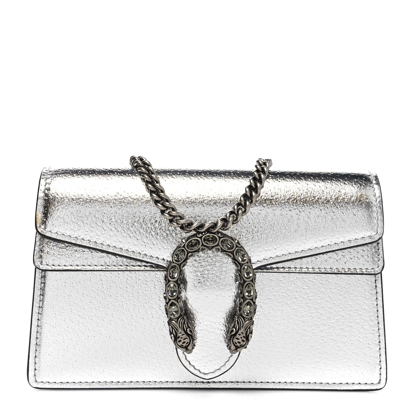 Metallic Calfskin Super Mini Dionysus Shoulder Bag Silver
