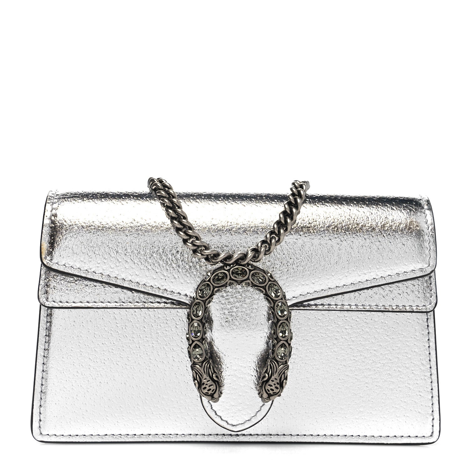 Gucci Metallic Calfskin Super Mini Dionysus Shoulder Bag Silver 1 of 10