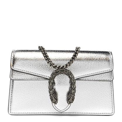 Gucci Metallic Calfskin Super Mini Dionysus Shoulder Bag Silver 1 of 10