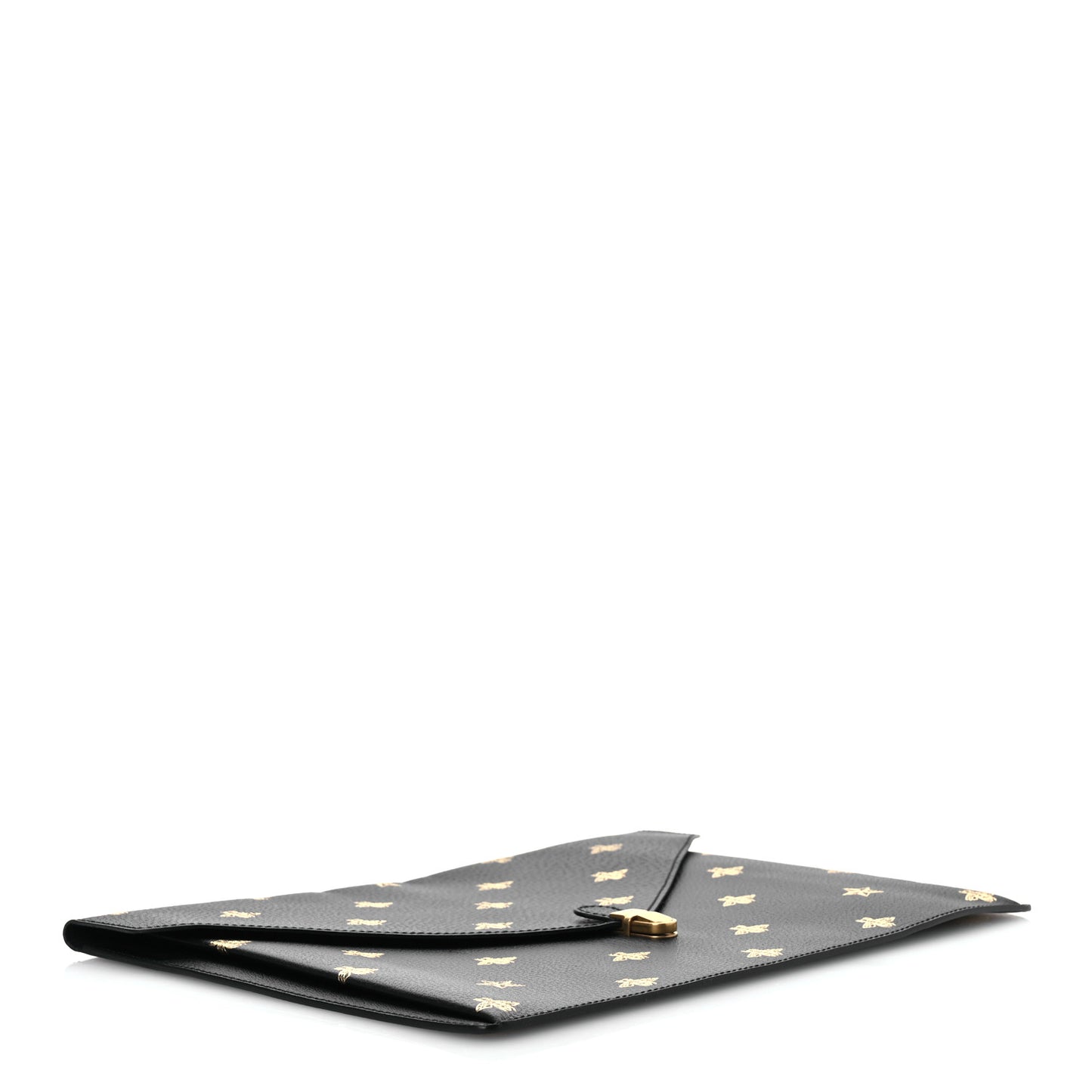 Grained Calfskin Bee Star Portfolio Black