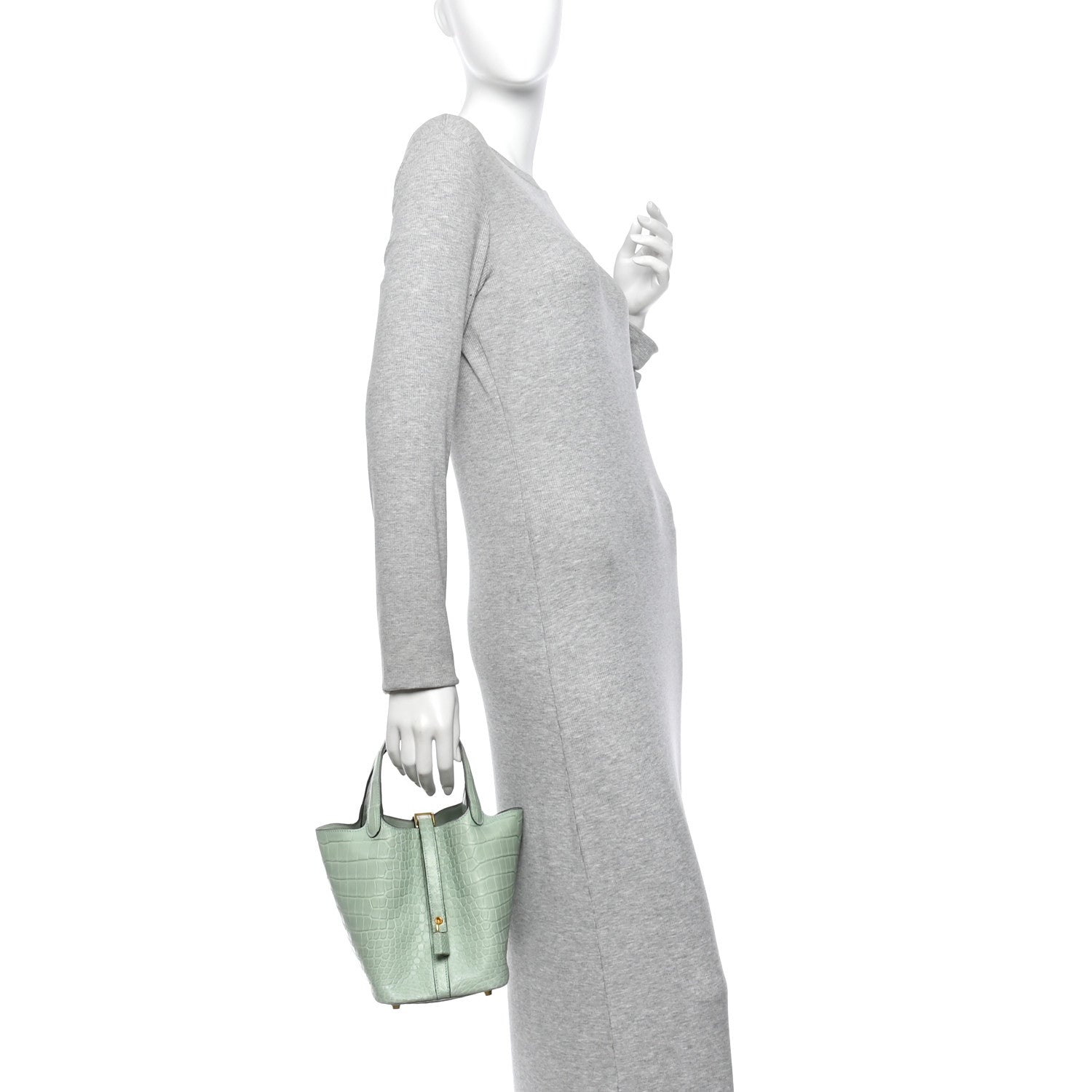 Hermes Matte Alligator Picotin Lock 18 Vert D Eau Vert D'Eau 2 of 10