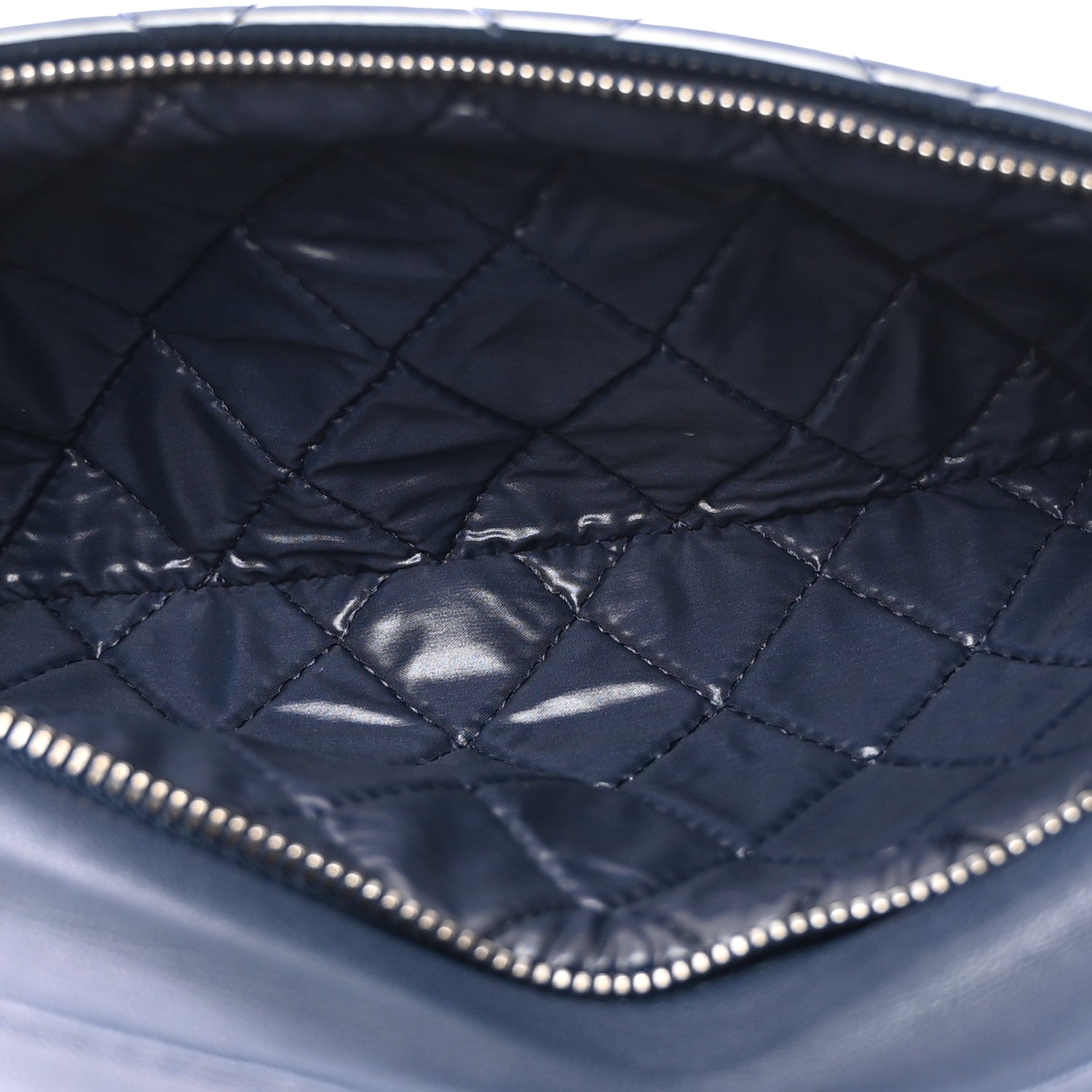 Chanel Patent Calfskin Quilted Beauty CC Clutch Dark Blue 6 of 8