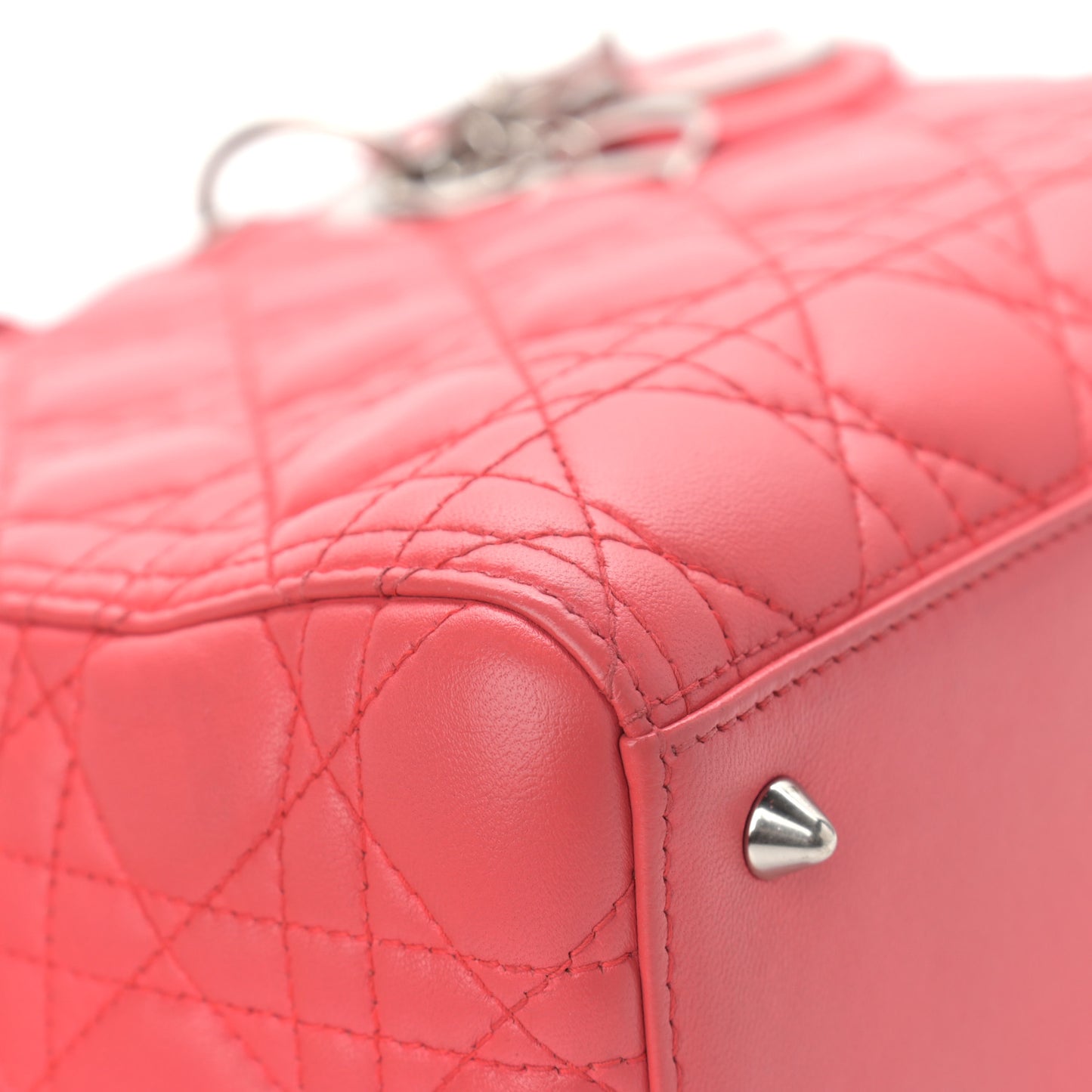 Lambskin Cannage Medium Lady Dior Coral