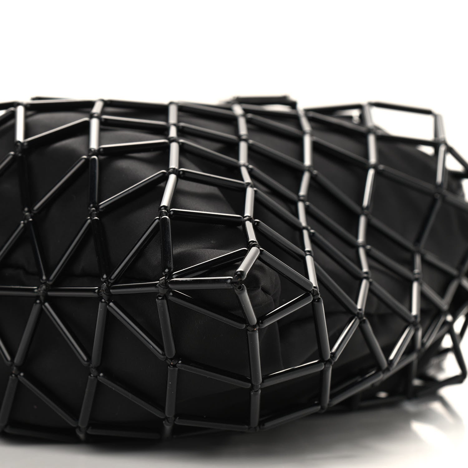 Prada Satin Net Chain Bag Black 6 of 7