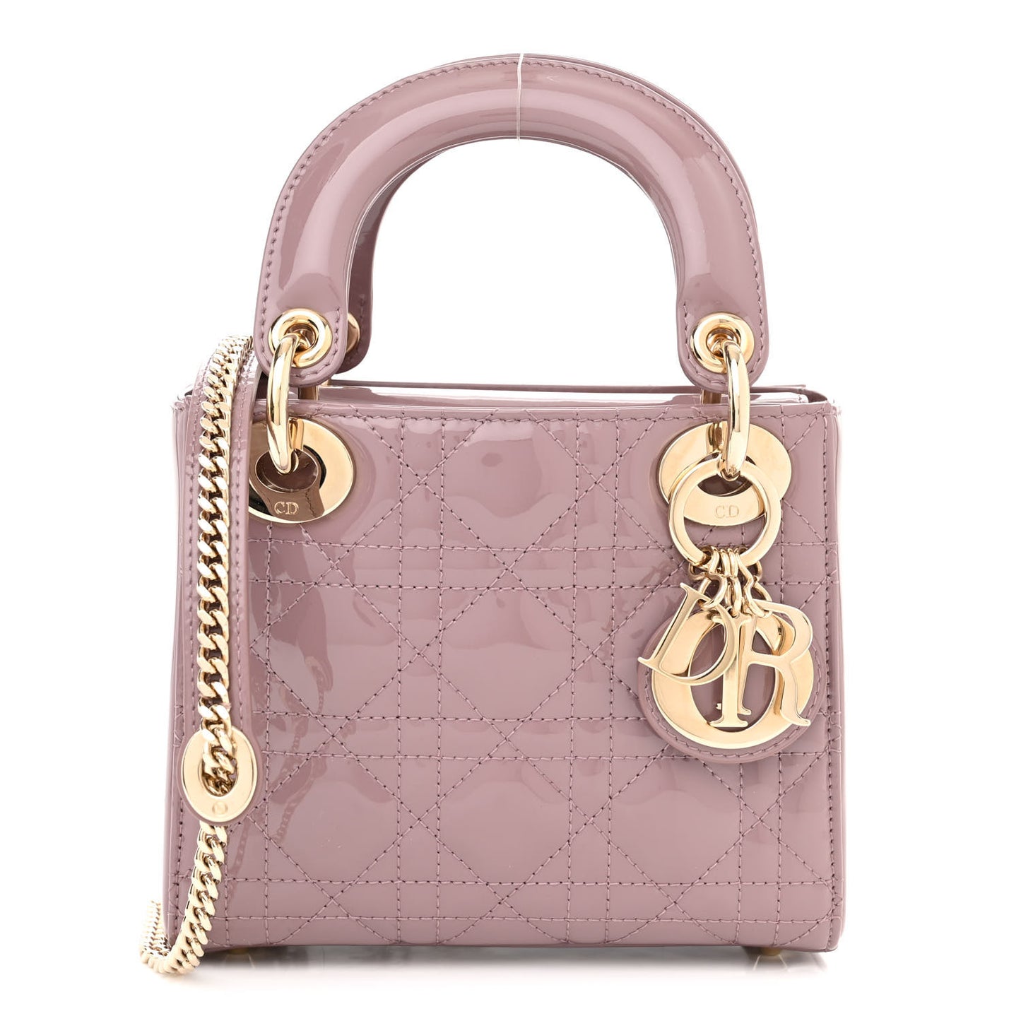 Patent Cannage Mini Lady Dior Peony Pink