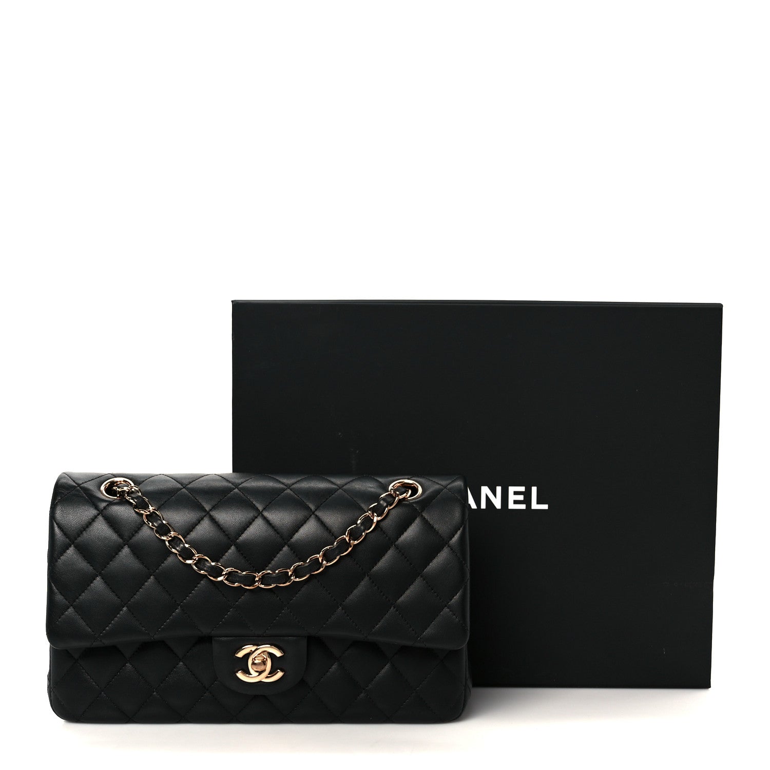 Chanel Lambskin Quilted Medium Double Flap Black 12 of 12