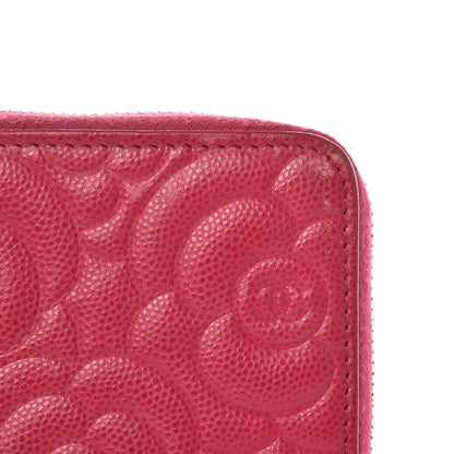 Chanel Caviar Camellia Embossed Small Zip Around Wallet Dark Pink 11 of 11