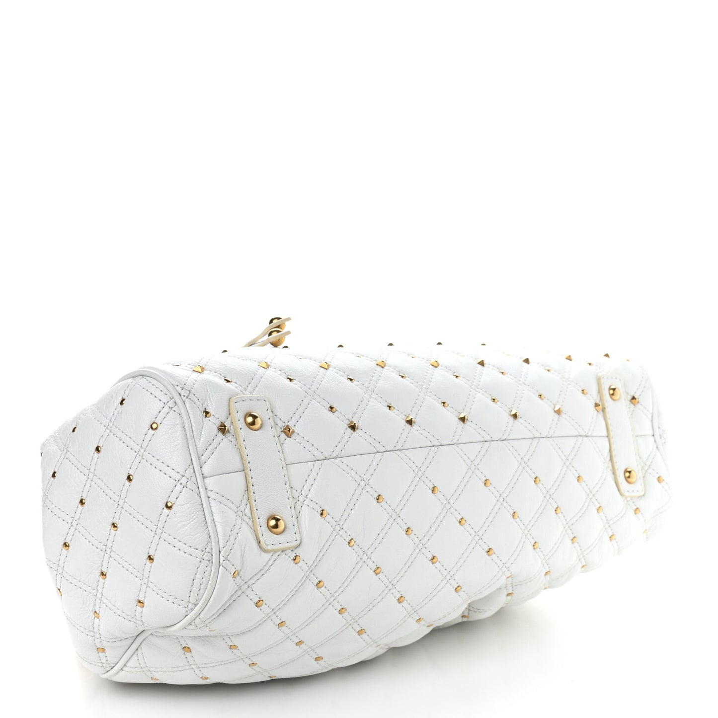Calfskin Quilted Studded Stam White