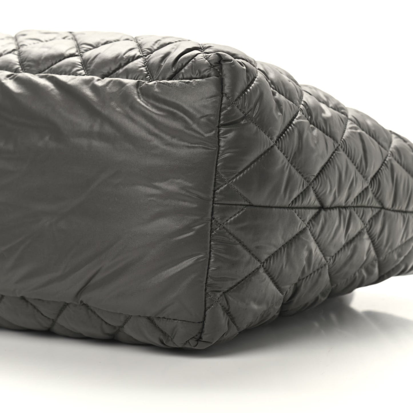 Nylon Quilted Small Coco Cocoon Reversible Tote Grey