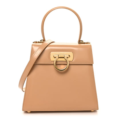Salvatore Ferragamo Brushed Off Calfskin Small Iconic Top Handle Camel 1 of 9