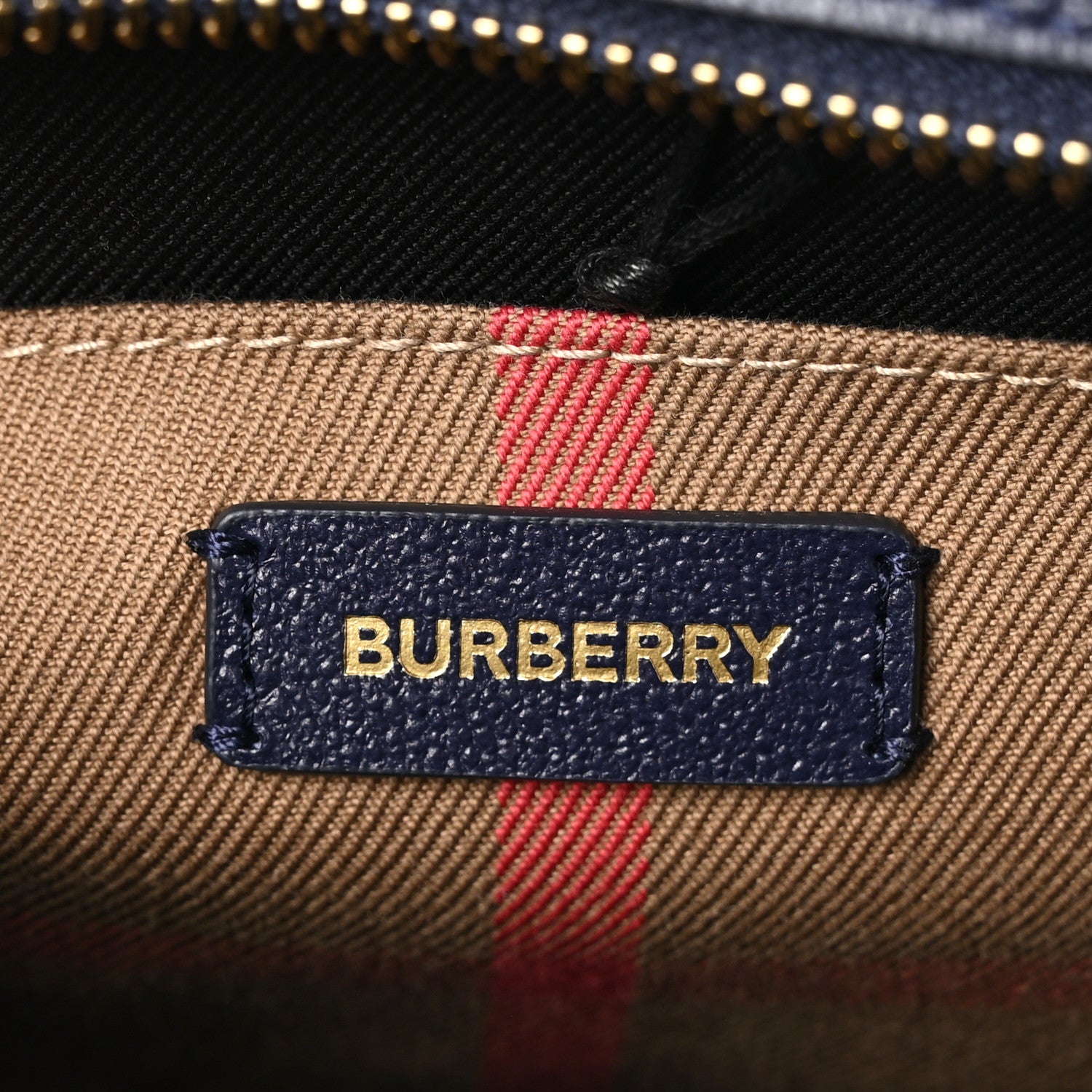 Burberry Calfskin Mega Check Small Banwell Tote Dark Canvas Blue 6 of 9