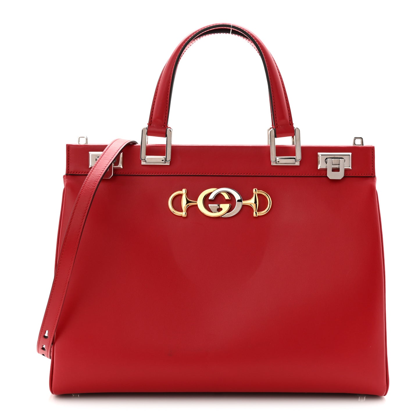 Shibuya Calfskin Medium Zumi Top Handle Bag Hibiscus Red