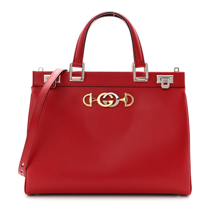 Gucci Shibuya Calfskin Medium Zumi Top Handle Bag Hibiscus Red 1 of 10