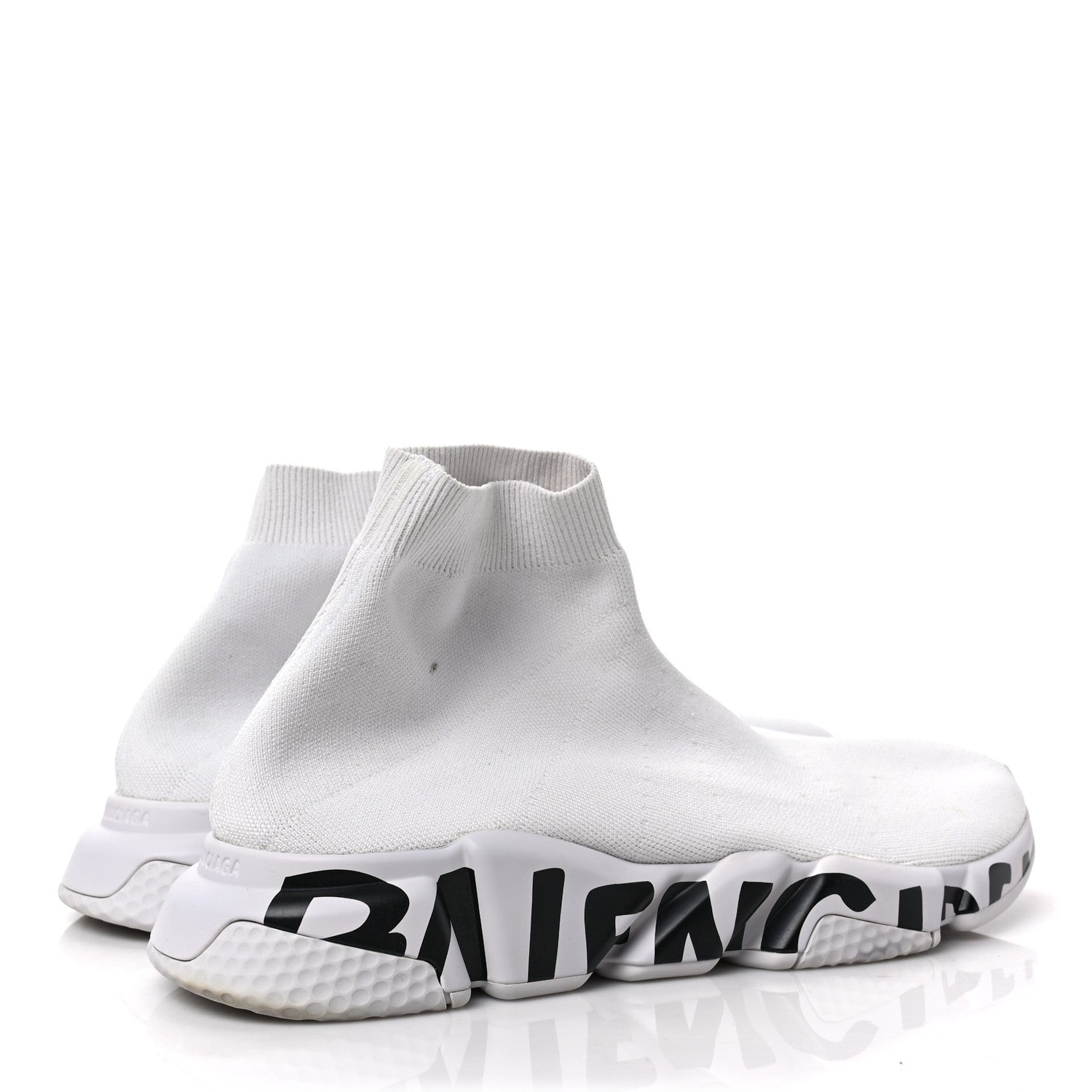 Balenciaga Neoprene Knit Mens Speed Graffiti Sneakers 46 White Black 4 of 9