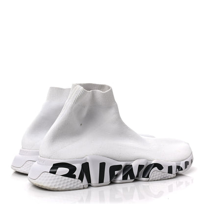Balenciaga Neoprene Knit Mens Speed Graffiti Sneakers 46 White Black 4 of 9