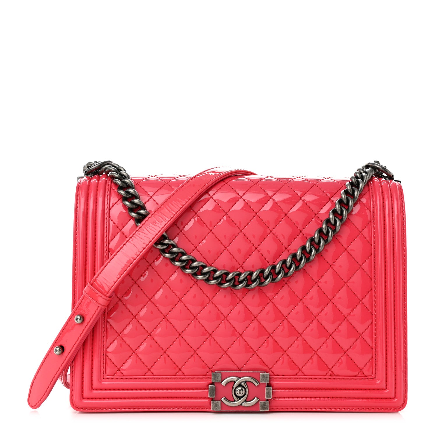 Chanel Patent Quilted Large Boy Flap Pink 1 of 11