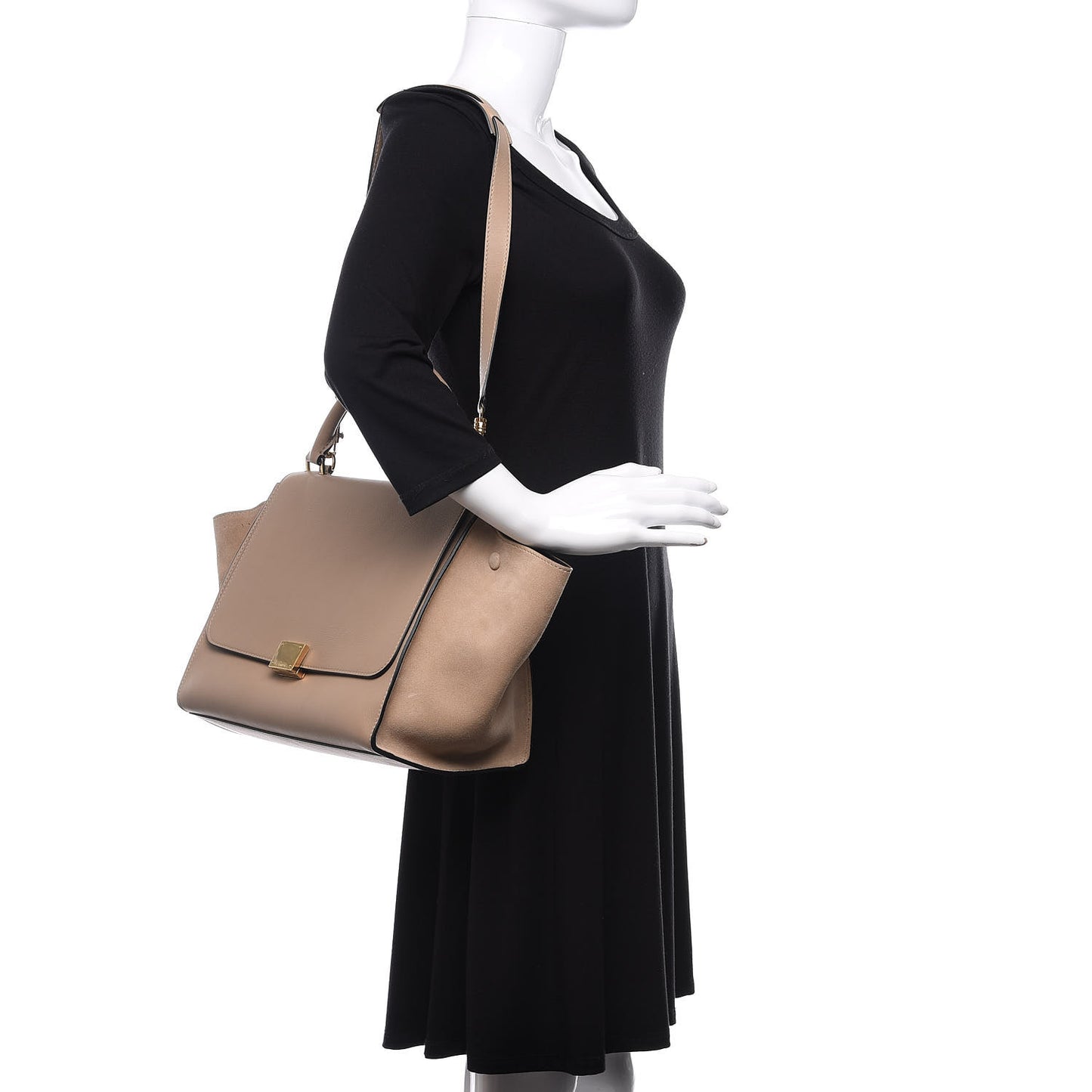 Smooth Calfskin Suede Medium Trapeze Sahara