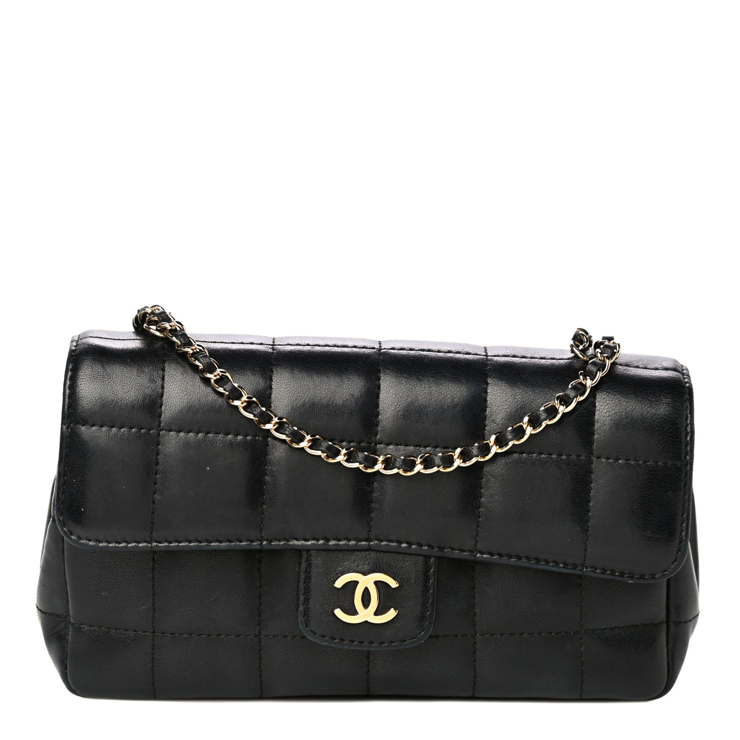 Lambskin Quilted Mini Chocolate Bar Flap Black