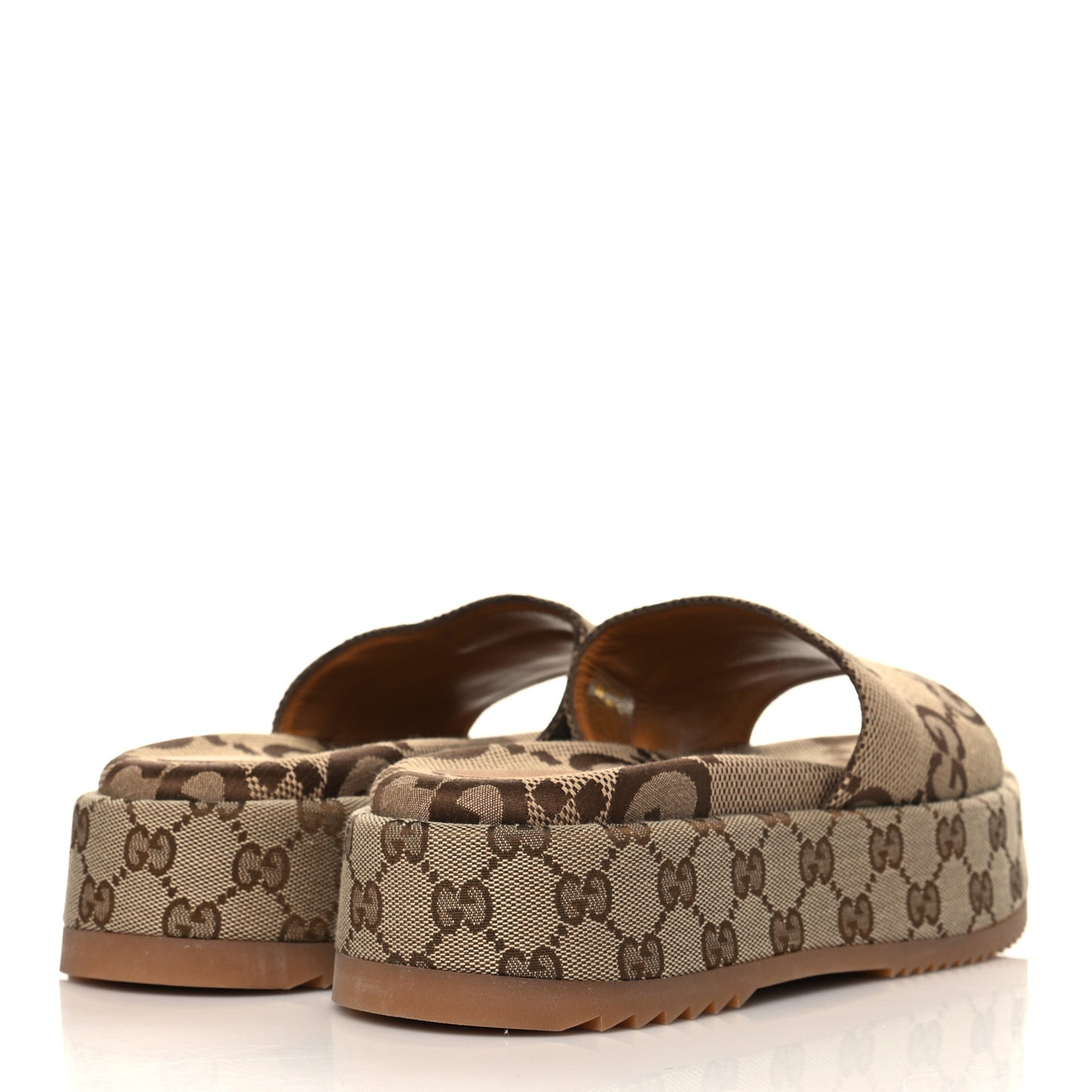 Monogram Maxi GG Angelina Platform 55mm Slide Sandals 40.5 Camel Ebony