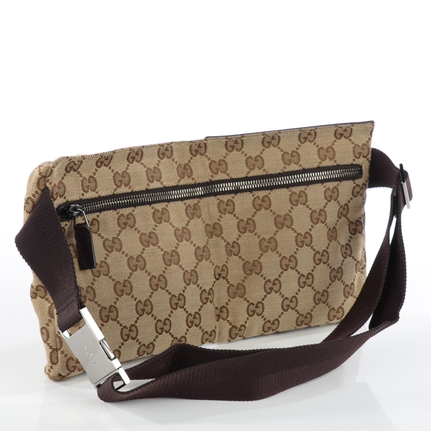 Gucci GG Monogram Double Pocket Belt Bag Dark Brown 3 of 7