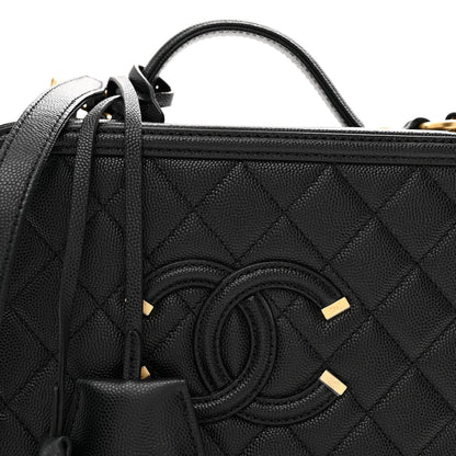 Chanel Caviar Quilted Medium CC Filigree Vanity Case Black 7 of 9