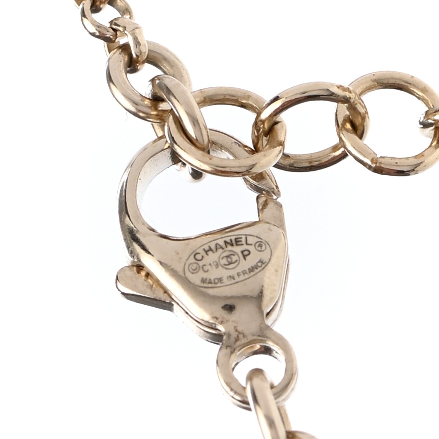 Chanel Pearl Crystal Flower CC Necklace Gold Black 7 of 7