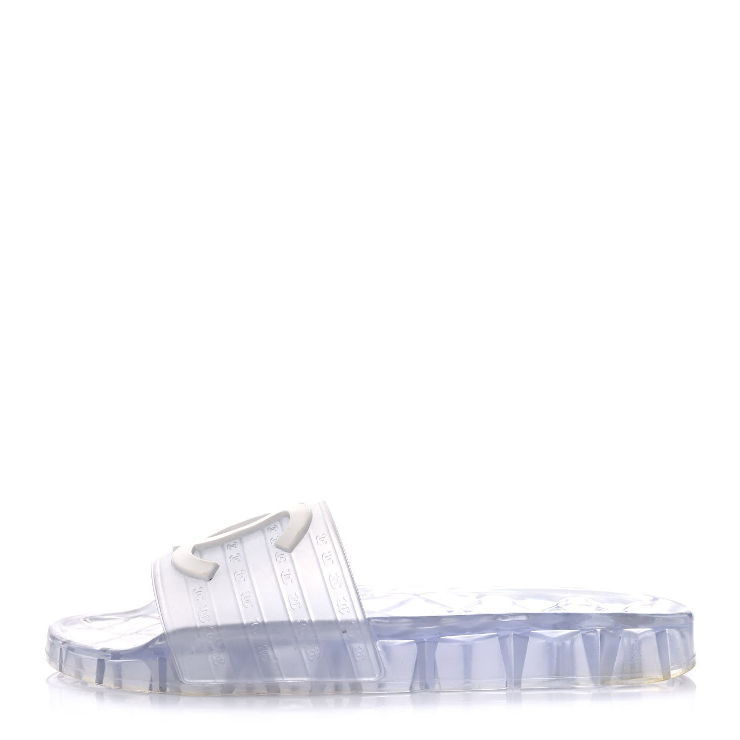 Chanel PVC Transparent CC Flat Slide Sandals 40 White 1 of 6