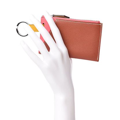 Hermes Epsom Vertige Mini Colorblock Card Holder Rose Azalee Brique Ambre 2 of 7