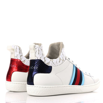 Gucci Calfskin Lace Ayers Sylvie Web New Womens Ace High Top Sneakers 34.5 White 4 of 9