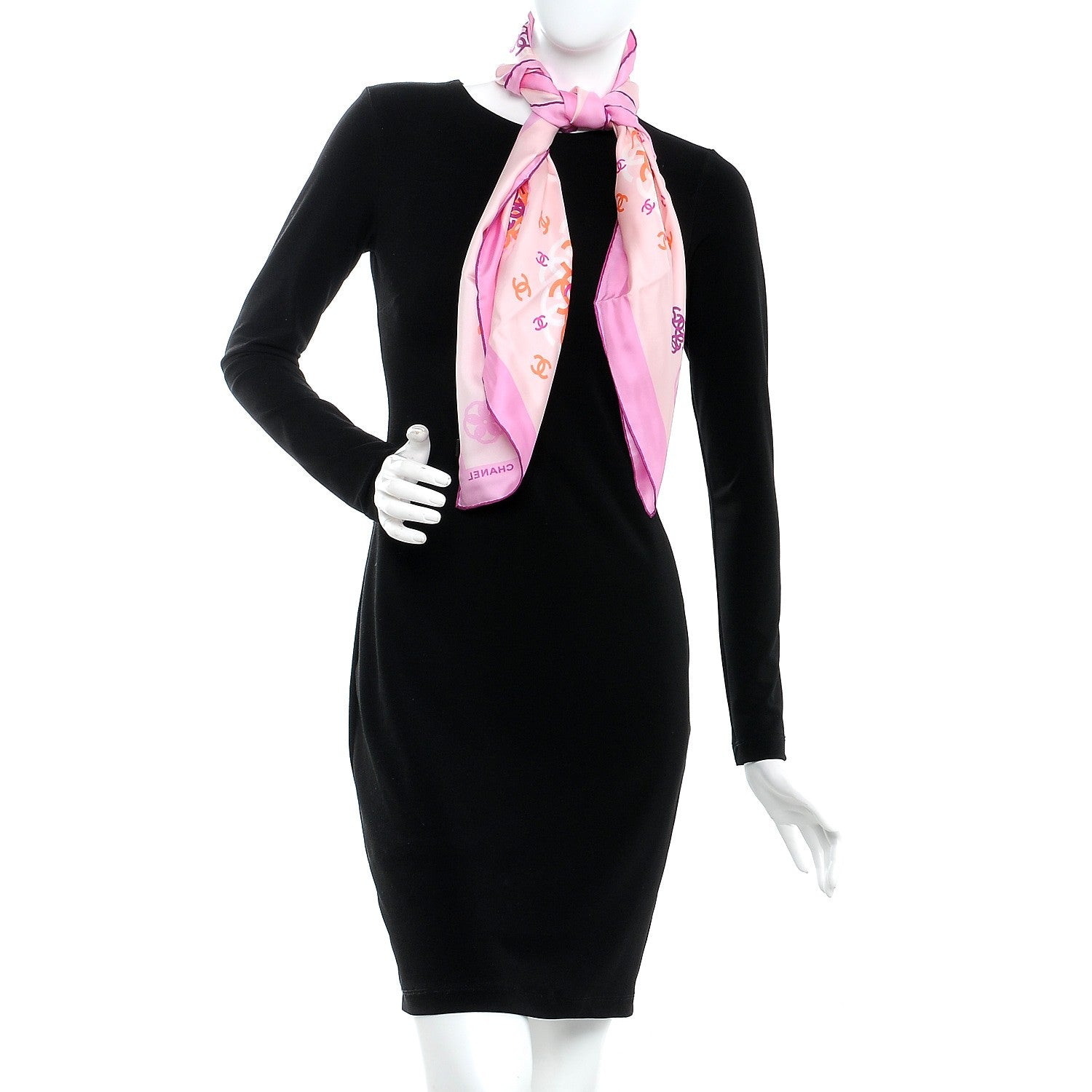 Chanel Silk CC Square Scarf Poudre Rose 2 of 5