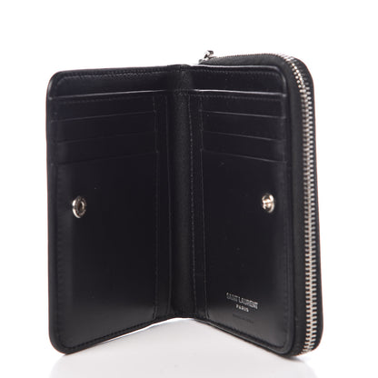 Saint Laurent Calfskin Love Patchwork Compact Zip Around Wallet Black 5 of 12