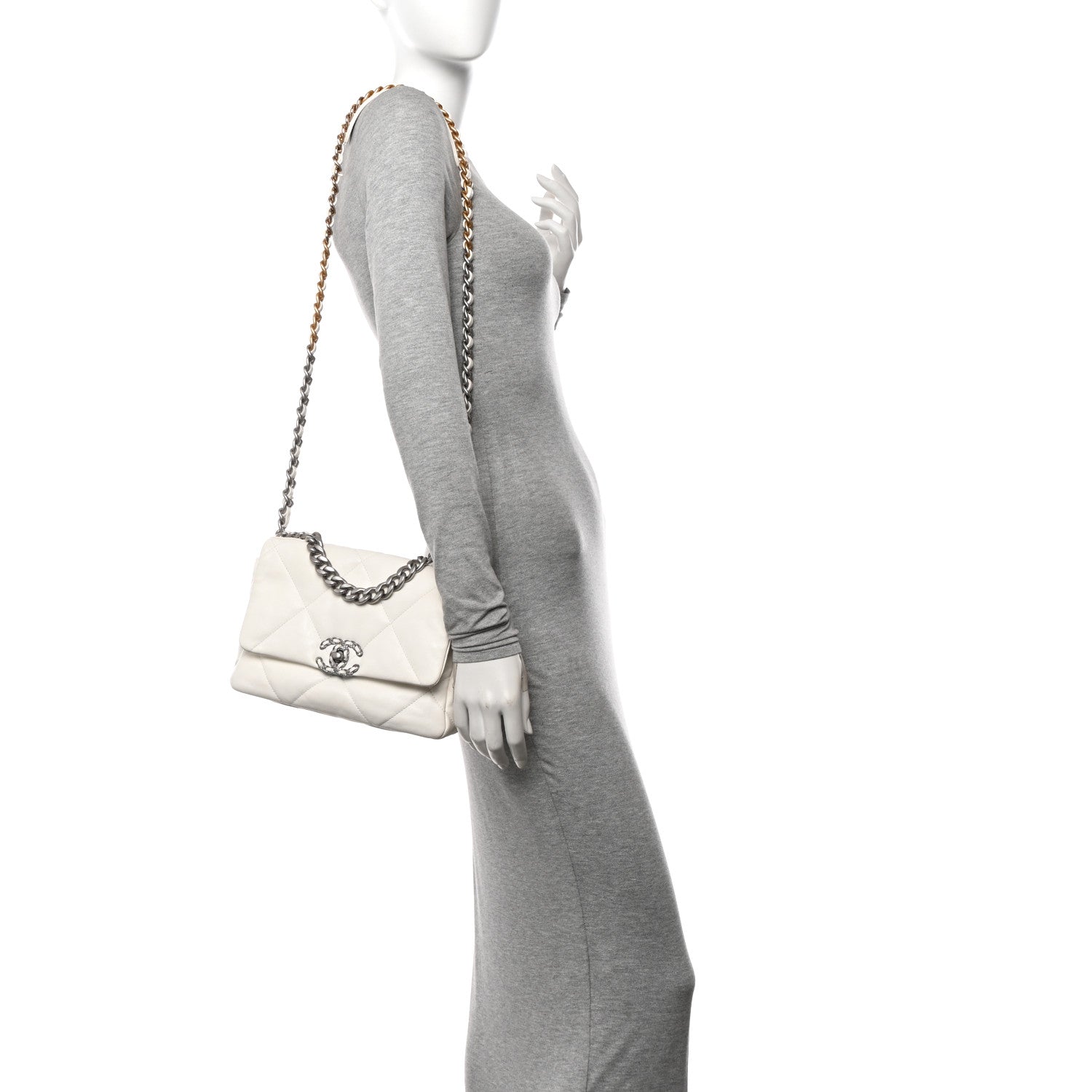 Chanel Lambskin Quilted Medium Chanel 19 Flap White 2 of 10