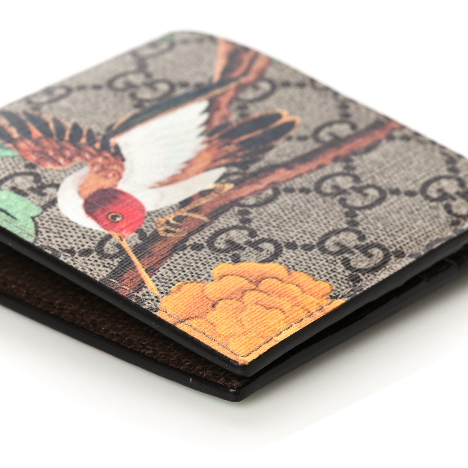 Gucci GG Supreme Monogram Tian Bi-Fold Wallet Beige Multicolor New Acero 9 of 10