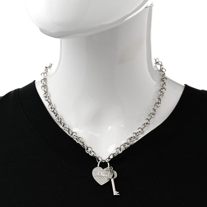 Christian Dior Crystal Heart and Key Necklace 2 of 6