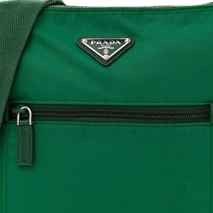Prada Tessuto Nylon Saffiano Flat Messenger Bag Oleandro 9 of 12