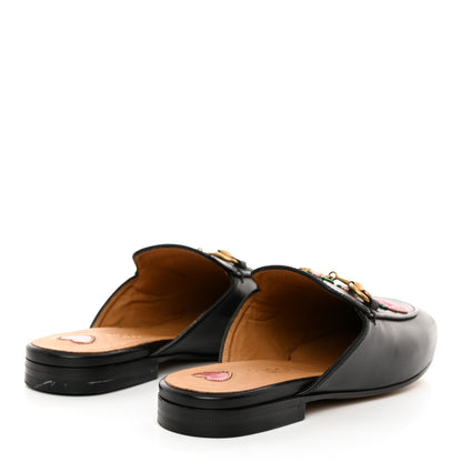 Gucci Calfskin Flower Embroidered Princetown Slippers 35 Black 4 of 9