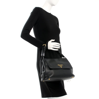 Prada Vitello Daino Flap Shoulder Bag Nero Black 2 of 7