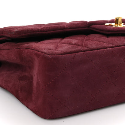 Chanel Suede Quilted Medium Double Flap Burgundy 9 of 10