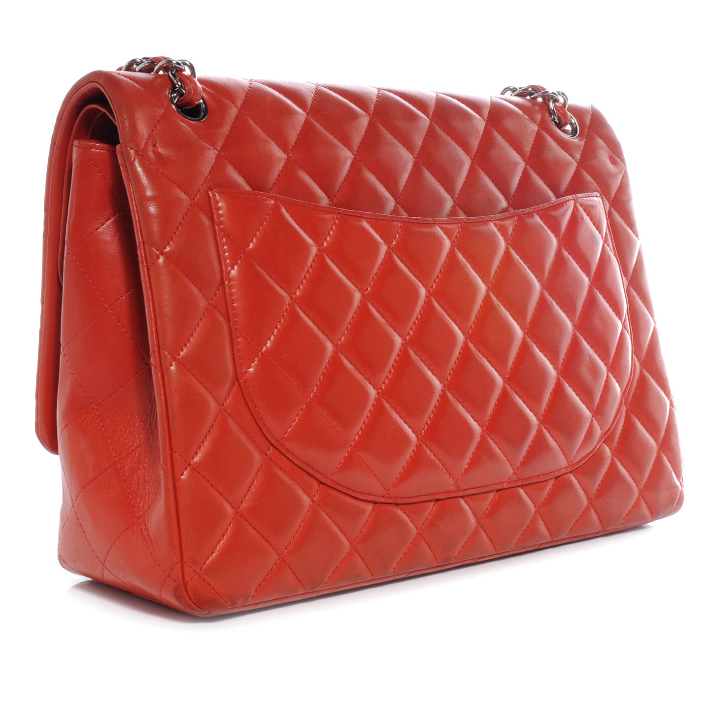 Lambskin Quilted Maxi Double Flap Red