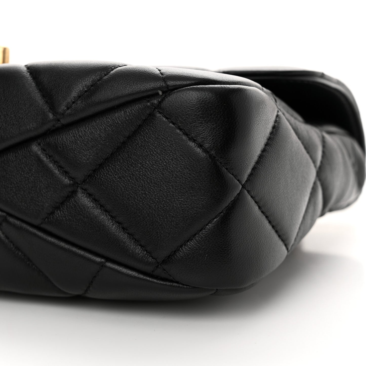 Lambskin Quilted Top Handle Flap Black