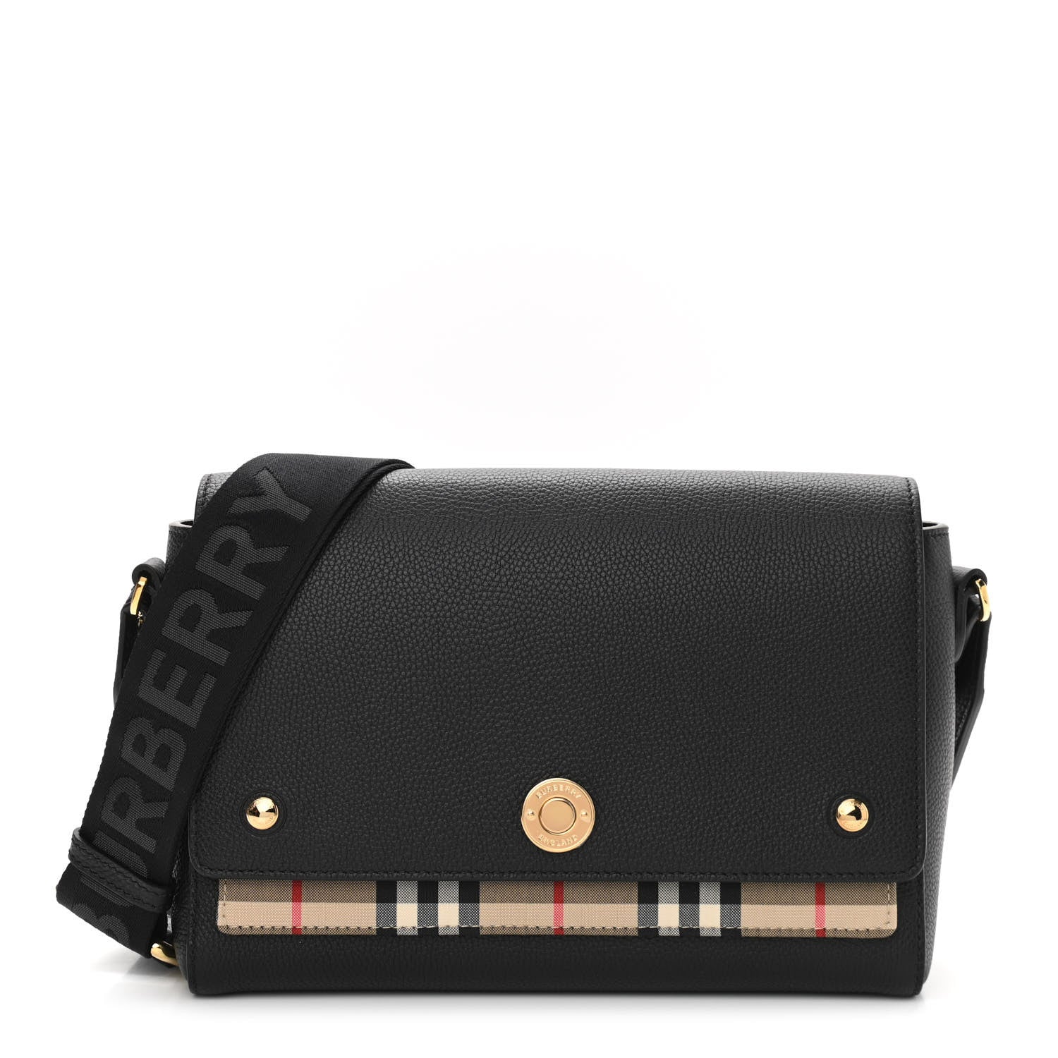 Burberry Grainy Calfskin Vintage Check Note Crossbody Bag Black 1 of 10