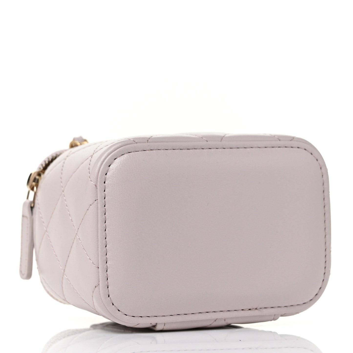 Lambskin Quilted Pearl Crush Mini Vanity Case With Chain Light Purple