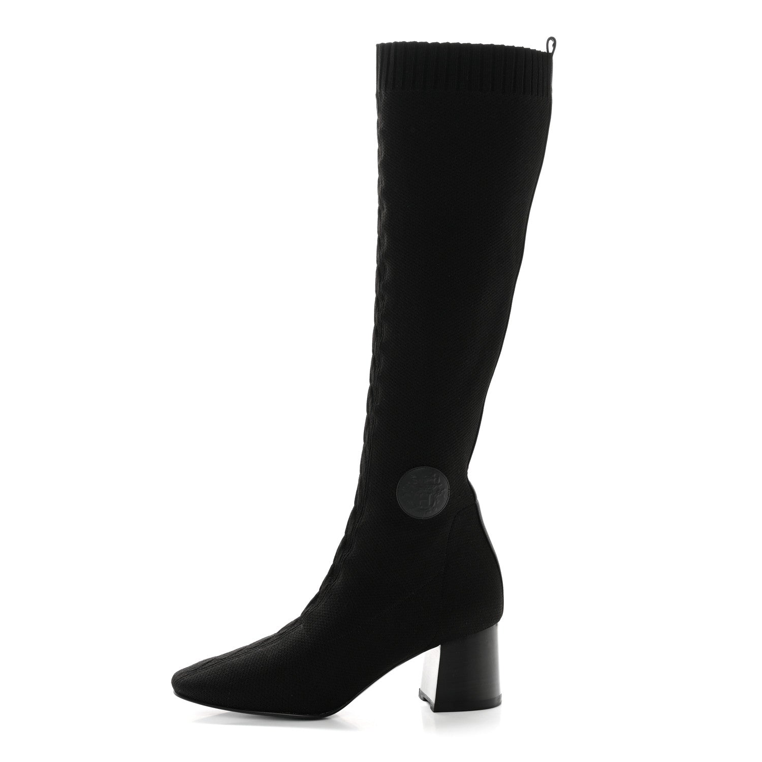 Hermes Knit Calfskin Fontaine 60 Boots 40 Black 1 of 9