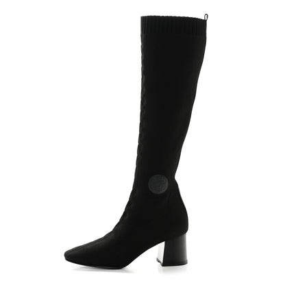 Hermes Knit Calfskin Fontaine 60 Boots 40 Black 1 of 9