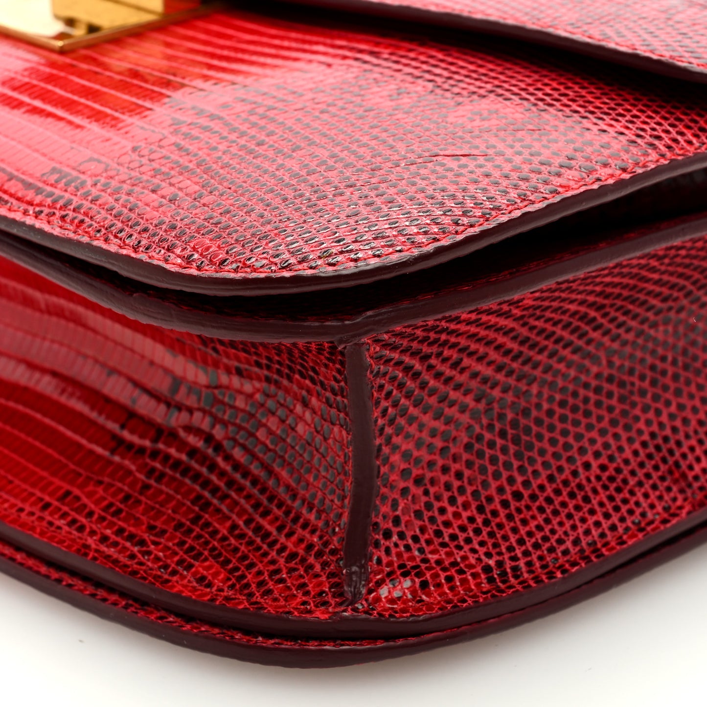Lizard Medium Classic Box Flap Bag Ruby