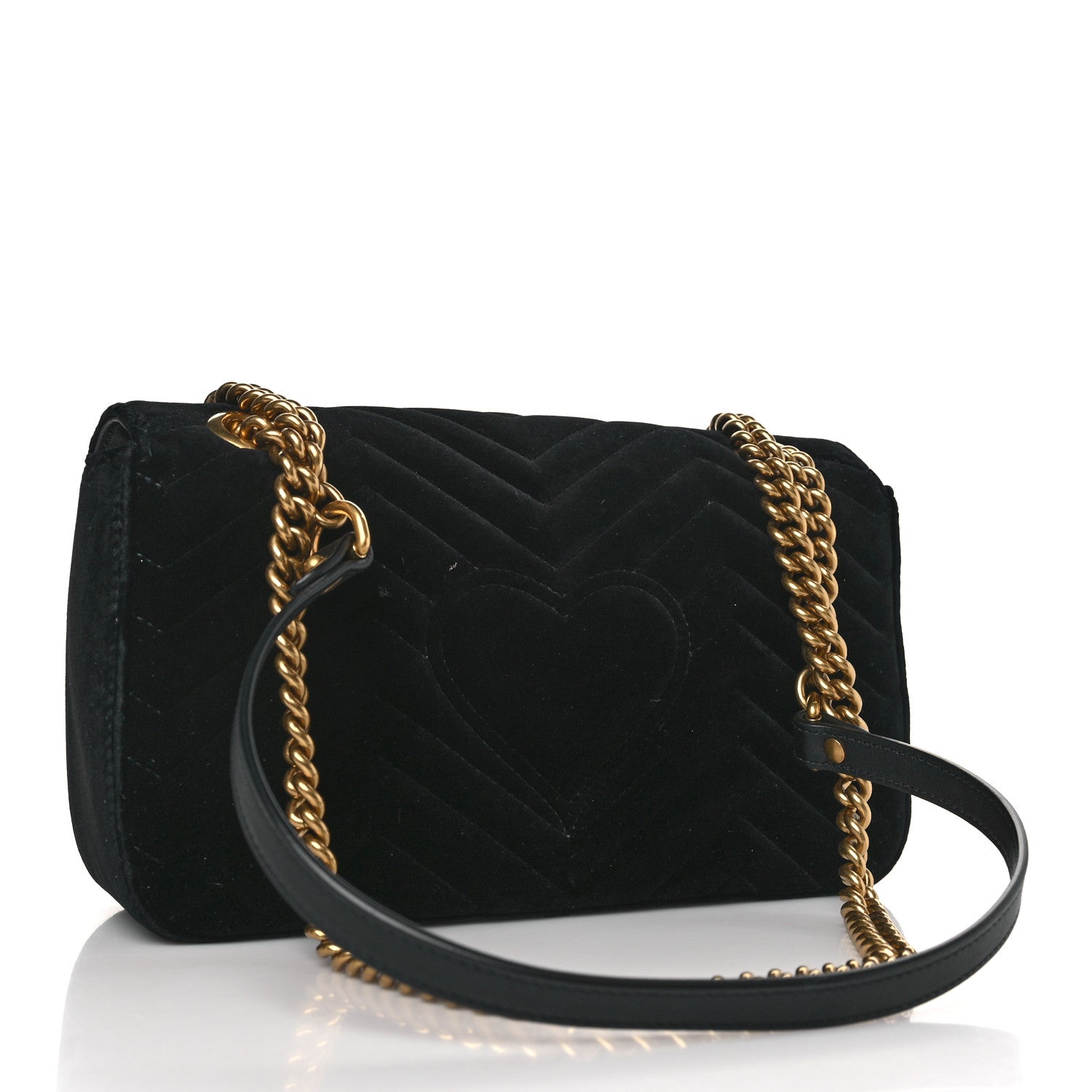 Gucci Velvet Matelasse Small GG Marmont Shoulder Bag Black 3 of 9