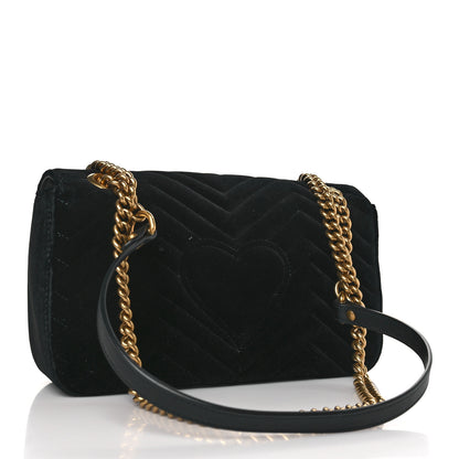Gucci Velvet Matelasse Small GG Marmont Shoulder Bag Black 3 of 9
