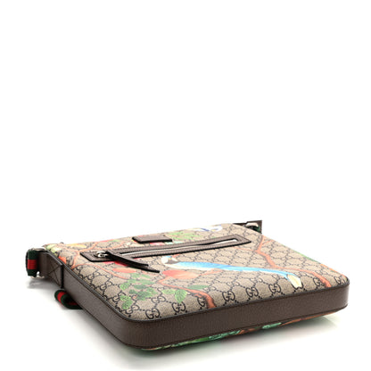 Gucci GG Supreme Monogram Tian Web Medium Flat Messenger Beige Multicolor New Acero 4 of 10
