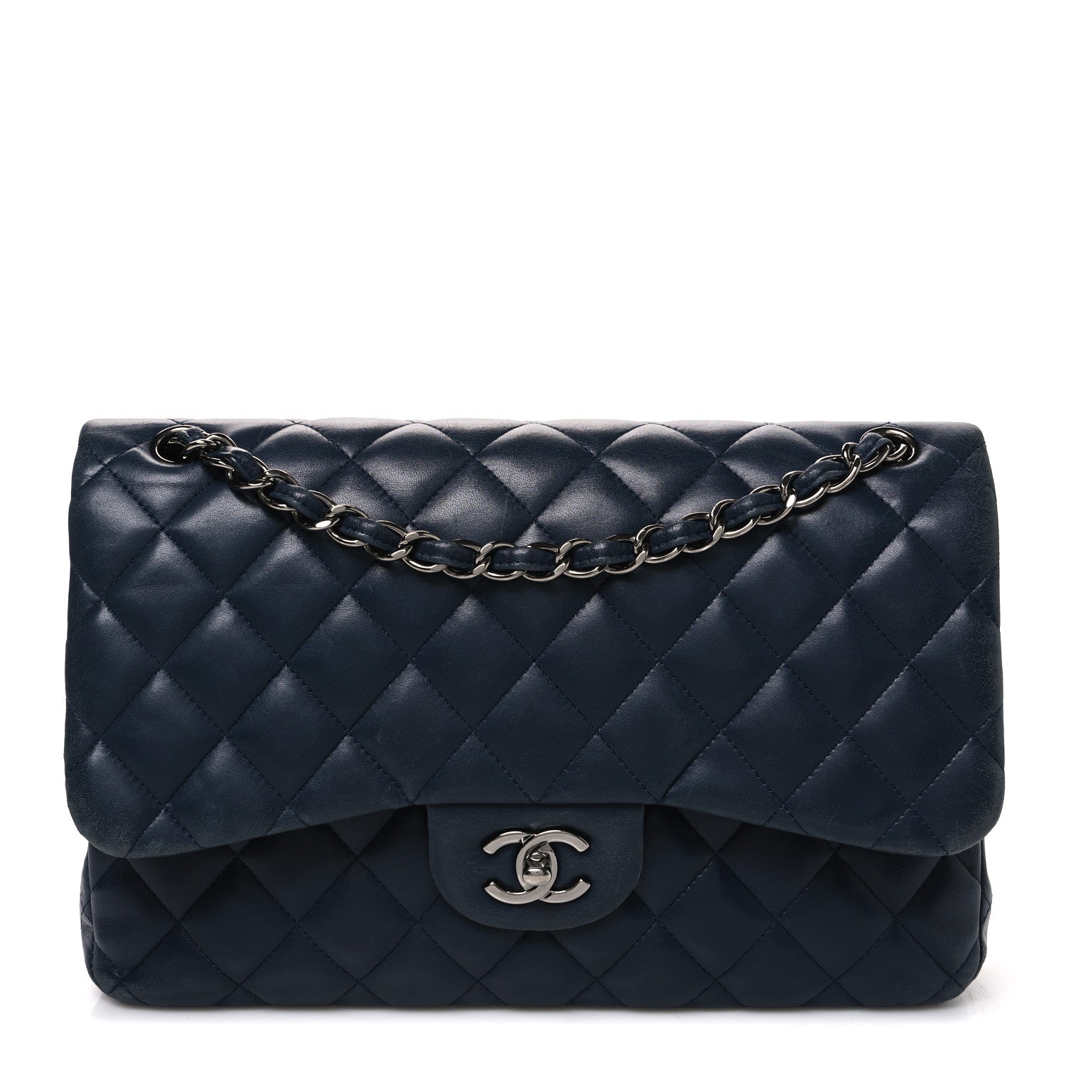 Chanel Lambskin Quilted Jumbo Double Flap Navy 1 of 11