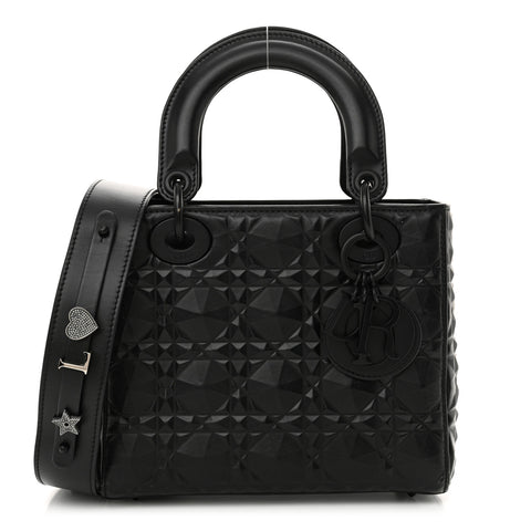 Calfskin Cannage Diamond Small My ABCDior Lady Dior Black